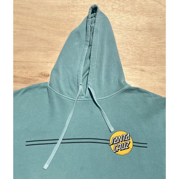 SANTA CRUZ Skateboards Hoodie Sweater Pullover Double Side Men Mint Green SIZE L - Picture 3 of 6